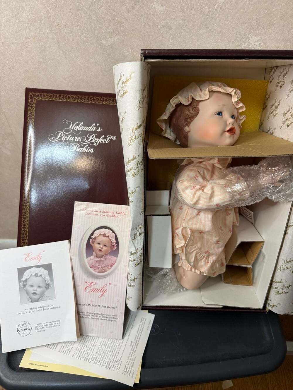 Edwin M. Knowles Emily Porcelain Doll 12 In. Pink Dress